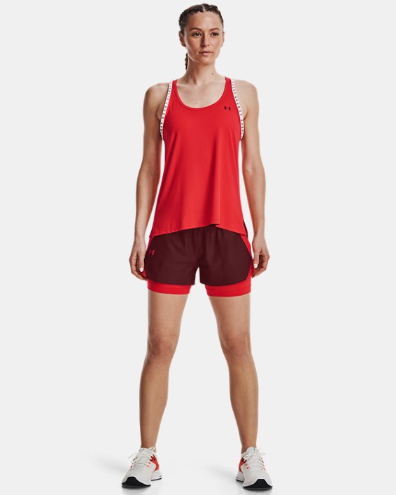 Women's UA Play Up 2-in-1 Shorts, Red, pdpMainDesktop image number 2